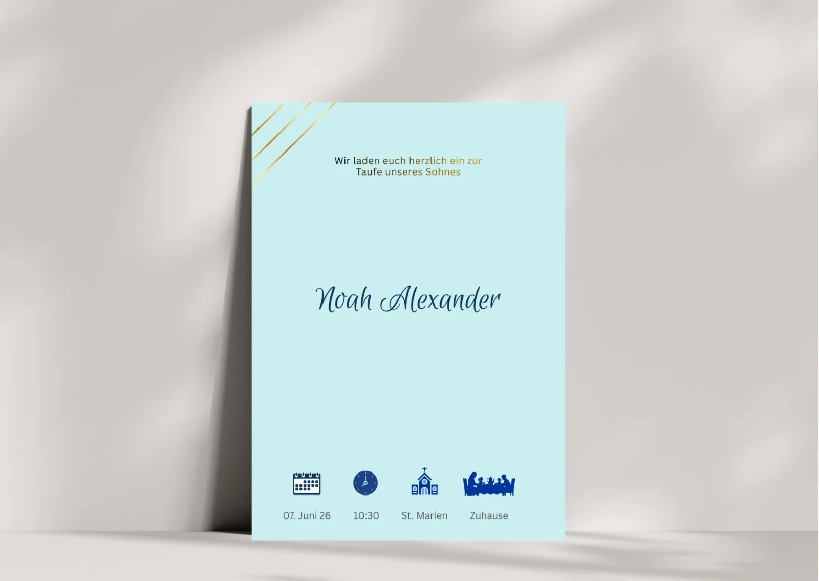 Zeitlose Einladung zur Taufe – Modern & Minimal – Nera Design