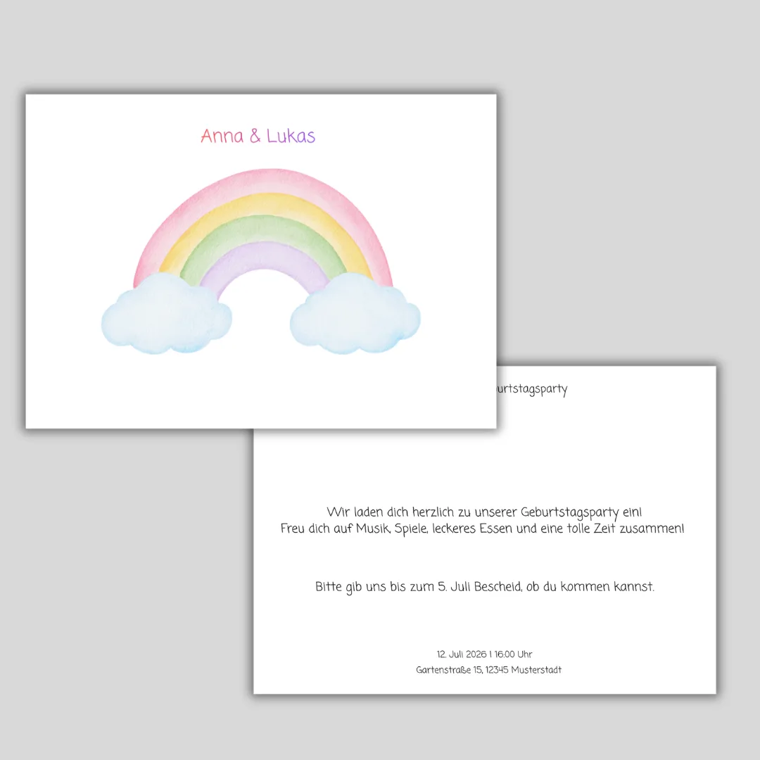 Bunte Geburtstagseinladung🌈🎉 – Nera Design