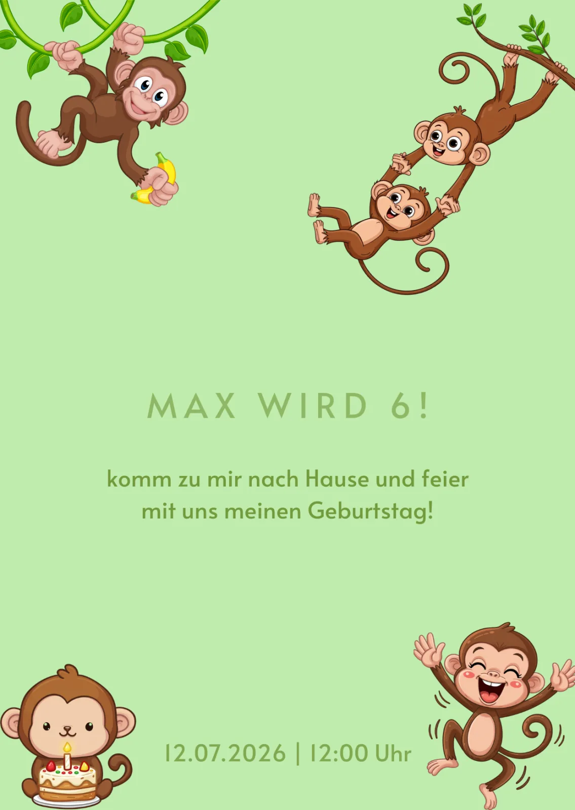 Verspielte Einladungskarte für kleine Geburtstagshelden 🌿 – Bild 2