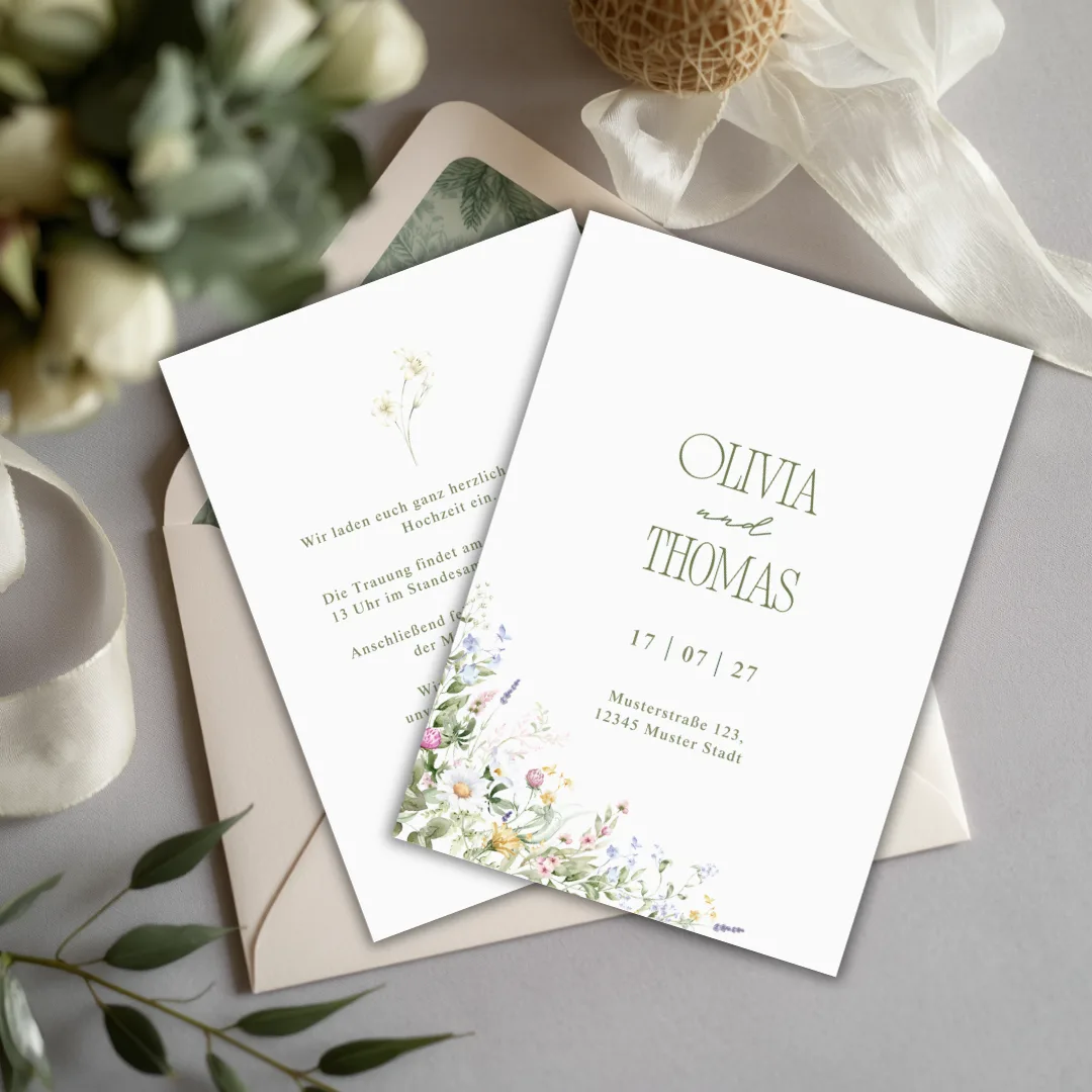 Botanische Eleganz Hochzeitseinladung 🌿 – Nera Design