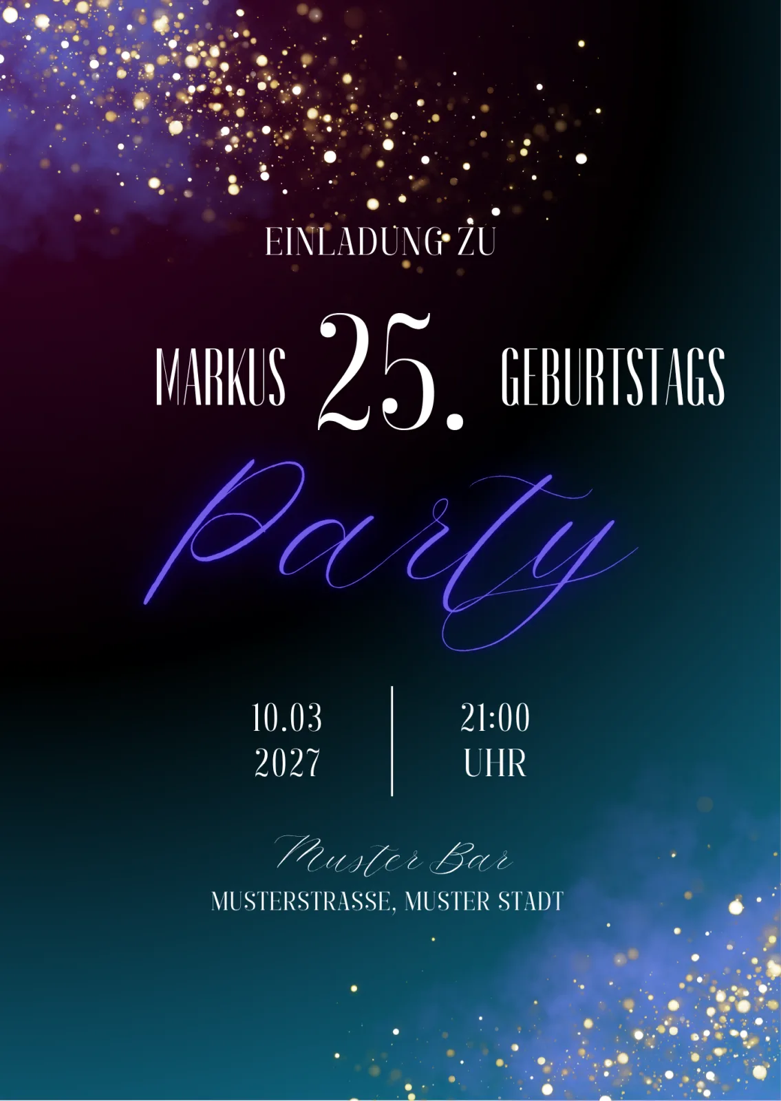 Midnight Glow – Einladung zum 25. Geburtstag – Bild 2