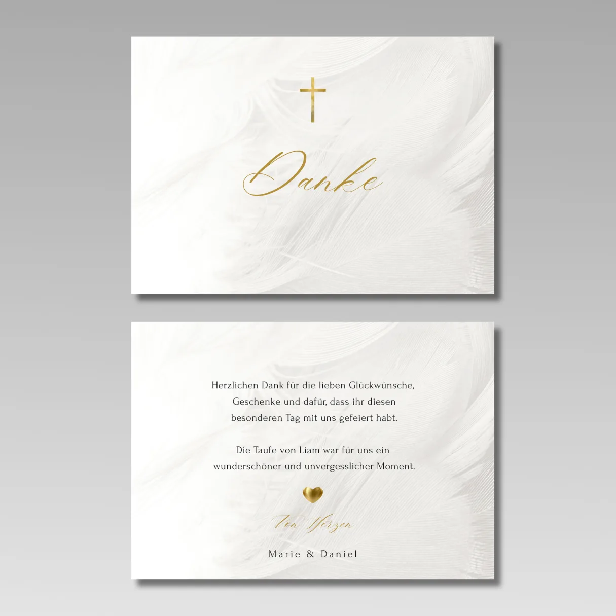 Elegante Dankeskarte zur Taufe – Nera Design