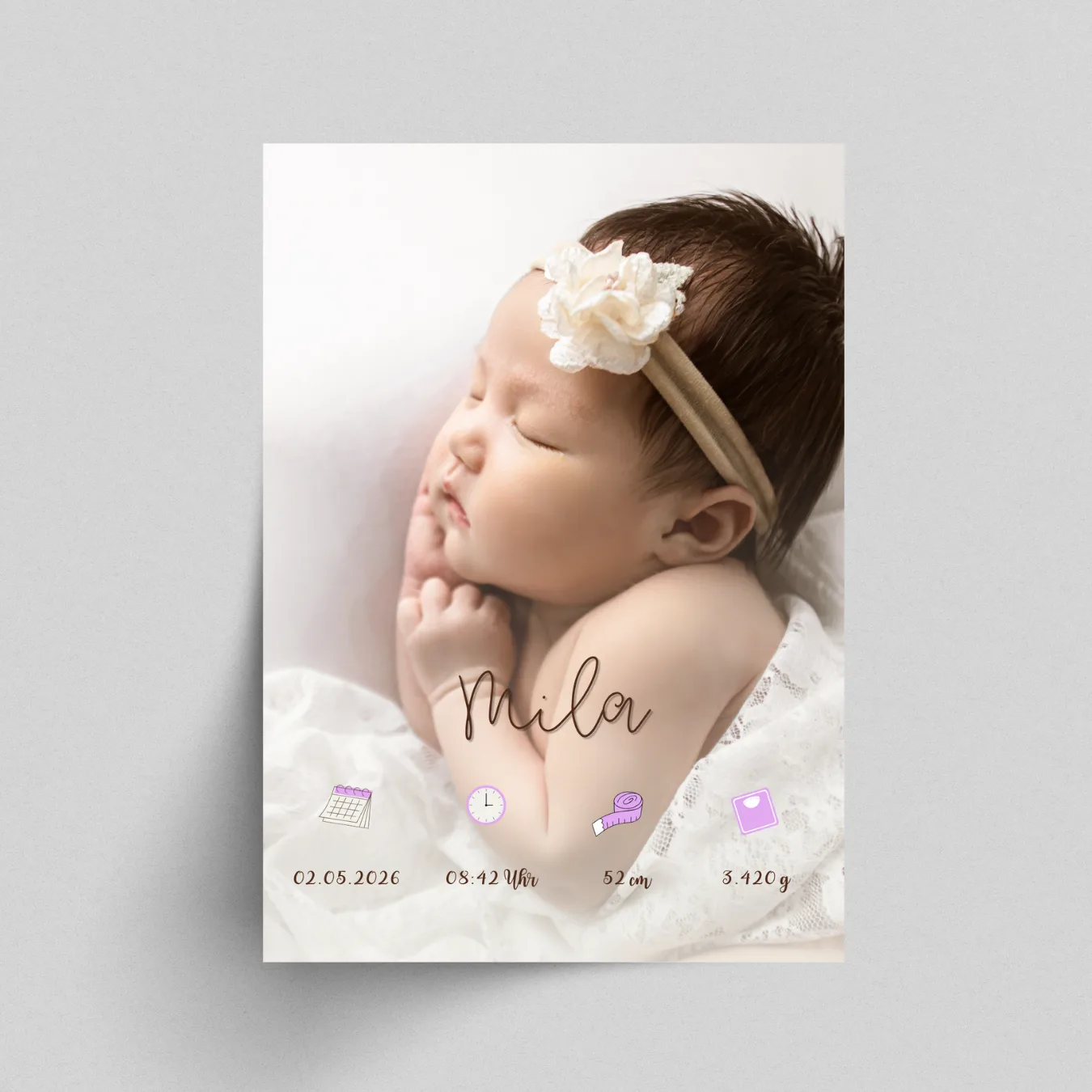 Personalisierte Geburtskarte mit Foto – Nera Design