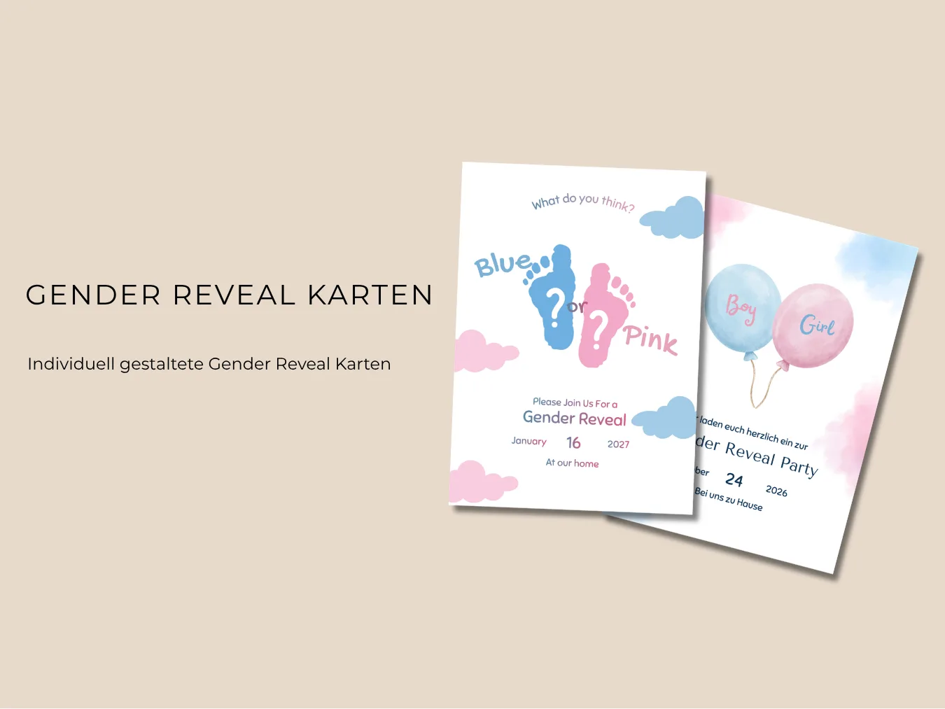 Gender Reveal Karten – Nera Design